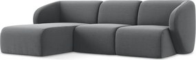 Sivá zamatová rohová pohovka (ľavý roh/s leňoškou) Lani – Makamii