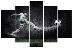 Gario Obraz na plátne Futbalista na mokrom trávniku - 5 dielny Rozmery: 100 x 70 cm
