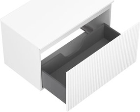 Mexen Rivel, kúpeľňová skrinka 80 cm s pracovnou doskou, 1 zásuvka, drážkovaná, biela matná, 91A20-08047-1-BFC01