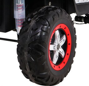 Ramiz Mercedes Benz Unimog elektrické autíčko pre deti červené + pohon 4x4 + diaľkové ovládanie + nosič batožiny + pomalý štart + MP3 + LED