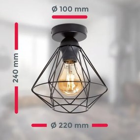 Stropné svietidlo 1xE27/40W/230V čierne