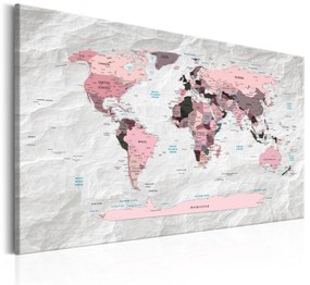 Artgeist Obraz - World Map: Pink Continents Veľkosť: 120x80, Verzia: Na talianskom plátne