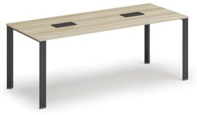 Stôl PRIMO INFINITY 2000 x 900 x 750, dub prírodný + 2x stolná zásuvka TYP IV, čierna