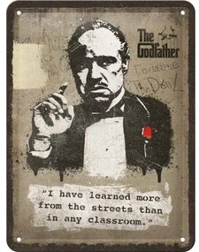 Plechová ceduľa The Godfather - Learn from the streets, (15 x 20 cm)