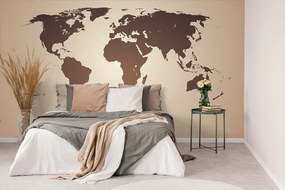 Samolepiaca tapeta mapa sveta v odtieňoch hnedej - 300x200