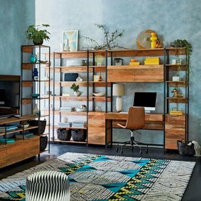 furniture-nabytek.cz - Drevený stôl s kovovým podstavcom z masívneho mangového dreva 130x213x55