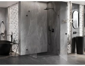 Mexen Lunar-B pravostranný výklopný sprchový kút 90 x 80 cm, číre sklo, čierna matná, 832-090-080-70-00-P
