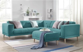 Modrá rohová pohovka s podnožkou Bobochic Paris Luna