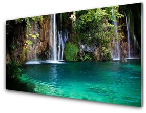 Nástenný panel  Jazero vodopád príroda 140x70 cm