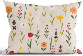 Bavlnená obliečka na vankúš Renforcé 50 × 70 cm - Rozkvitnutá lúka prírodná