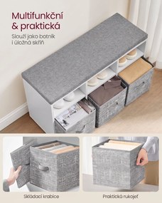 Botník se sedákem Vasagle Lopy 87 cm bílý/šedý