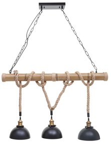 Závesné svietidlo H82 industrial, kupola 3 74201 - kov / bambus - Čierna