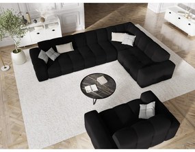 Čierna zamatová rohová pohovka (pravý roh) Kendal - Micadoni Home