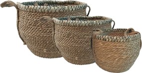 Koš z přírodního pleteného okraje (sada 3) - 38*38*26cm/31*31*23cm/26*26*21cm