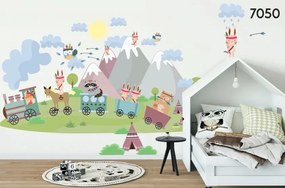 Farebná detská nálepka na stenu zvieratká indiáni 80 x 160 cm