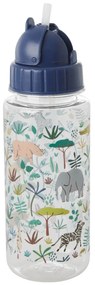 rice Detská fľaša so slamkou Jungle Animals Blue 450 ml