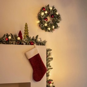 Vianočná girlanda biela s červenou 270 cm vrátane LED s časovačom - Jack