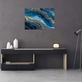 Sklenený obraz - Modrá mramorová abstrakcia (70x50 cm)