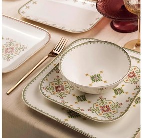 Jedálenská súprava 26 ks biela/zelená/porcelán