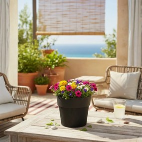 PLASTOVÝ KVETINÁČ SILVA LINE 13X11,5 CM ČIERNA