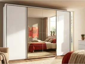 Šatníková skriňa Syncrono, 316 cm, biela/zrkadlo%