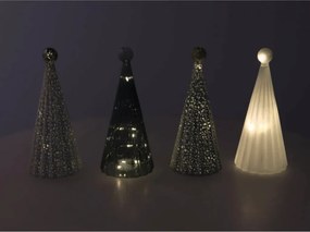 Sklenený svietiaci stromček TWINKLE s LED osvetlením 22 cm, sivé odtiene