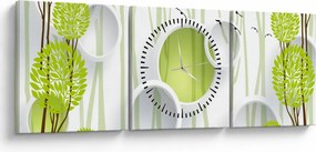 Obraz abstrakcie so stromami (s hodinami) (90x30 cm)