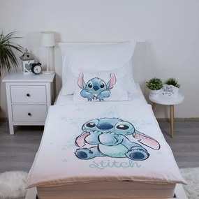 Biele bavlnené detské obliečky do postieľky 100x135 cm Lilo and Stitch "White Star" – Jerry Fabrics