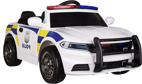 LEAN CARS Elektrické policajné autíčko biele, EVA kolesá, MP3