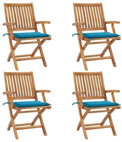 Skladacie záhradné stoličky s podložkami 4 ks tíkový masív 3072727