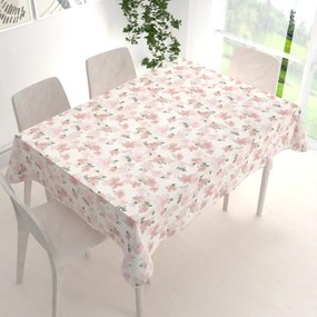 Biante Zamatový obdĺžnikový obrus Tamara TMR-036 Ružovo-béžové akvarelové kvety na bielom 50x100 cm