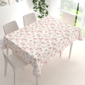 Biante Zamatový obdĺžnikový obrus Tamara TMR-036 Ružovo-béžové akvarelové kvety na bielom 50x100 cm