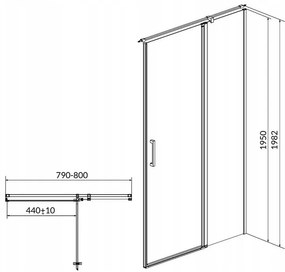 Cersanit Moduo - Dvere do niky / Dvere pre sprchový kút, pravé, 80x195cm, chrómový profil-číre sklo, S162-004
