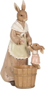 Dekorácia králičia žena v šatách s malým králikom - 13*10*24 cm