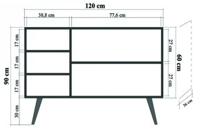 Komoda Kikos 120 cm dub sonoma/tmavo hnedá