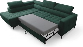 Rohová sedačka Nardo L s rozkladom ľavostranná - zelený zamat Bluvel 78