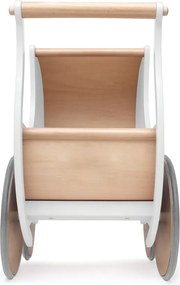 Drevený kočík pre bábiky a nácvik chôdze biela