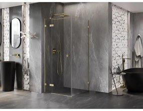 Mexen Lunar T, sklápací sprchový kút ľavý 120 x 120 cm, 8mm číre sklo, zlatý kartáčovaný - 834T-120-120-55-00-L