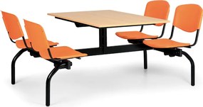 Euroseat Jedálenský set 1930 x 1200 mm - doska buk, oranžové sedadlá