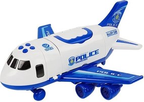 LEAN Toys Skladacie policajné lietadlo s autami 1:64 so svetlom a zvukom