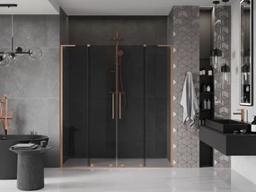 Mexen Velar L Duo, posuvné sprchové dvere do otvoru 170 cm, 8mm šedé sklo, medená matná, 871-170-003-42-65