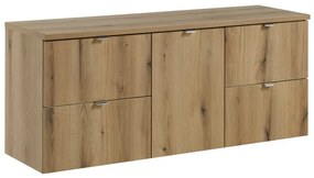 Závesná umývadlová skrinka Nova Oak s doskou 140 cm dub evoke
