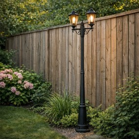 Čierna vonkajšia lampa 220 cm 2-svetlo IP44 - Havana