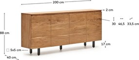 Komoda z masívu akácie v prírodnej farbe 200x88x40 cm Uxue – Kave Home
