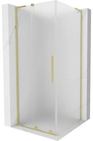 Mexen Velar L, sprchový kút s posuvnými dverami 120 x 120 cm, 8mm sklo námraza, zlatá matná, 871-120-120-33-55
