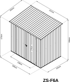 Záhradný domček BestBerg ZS-F6A / 3,3 m² / 152 x 217 x 194 cm / antracitová