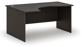 Ergonomický kancelársky pracovný stôl PRIMO WOOD, 1600 x 1200 mm, ľavý, wenge