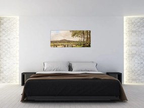 Obraz - French 19th Century, Race Course at Longchamps, reprodukcia (120x50 cm)