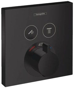 Hansgrohe Shower Select, termostatická batéria pod omietku na 2 spotrebiče, čierna matná, HAN-15763670