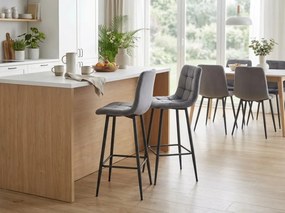 Barová stolička s čiernymi nohami ARCETO VELVET, tmavosivá